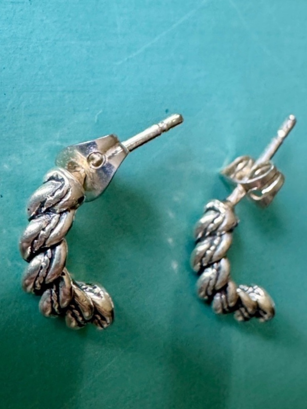 Latvian Earrings Namejs Small Open Hoop Sterling Silver Pierced Ear, 0.5"